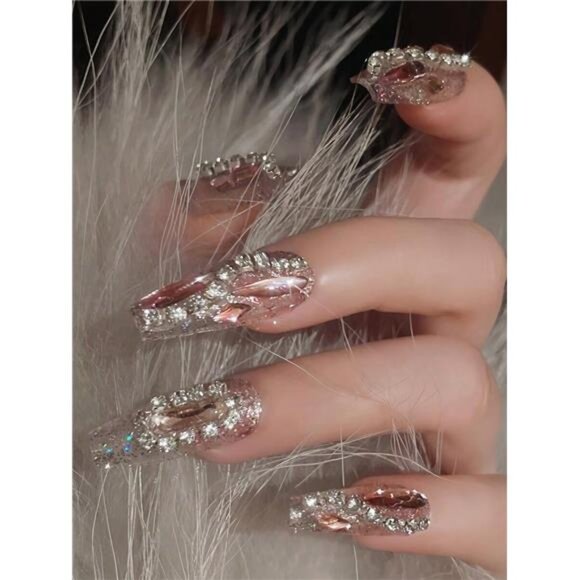 24pcs Y2K Aesthetic Sparkling Full Ballet Nails - Picture 5 of 8